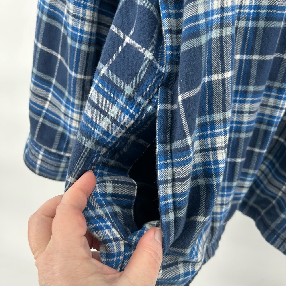 LL Bean Men's Traditional Fit Blue Plaid Fleece Lined Flannel Shacket 2XL Chore - Picture 3 of 10